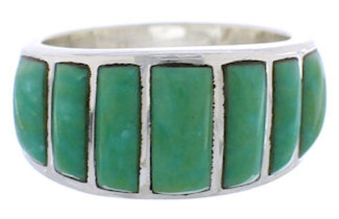 Turquoise Sterling Silver Inlay Ring Size 8-3/4 AX36541